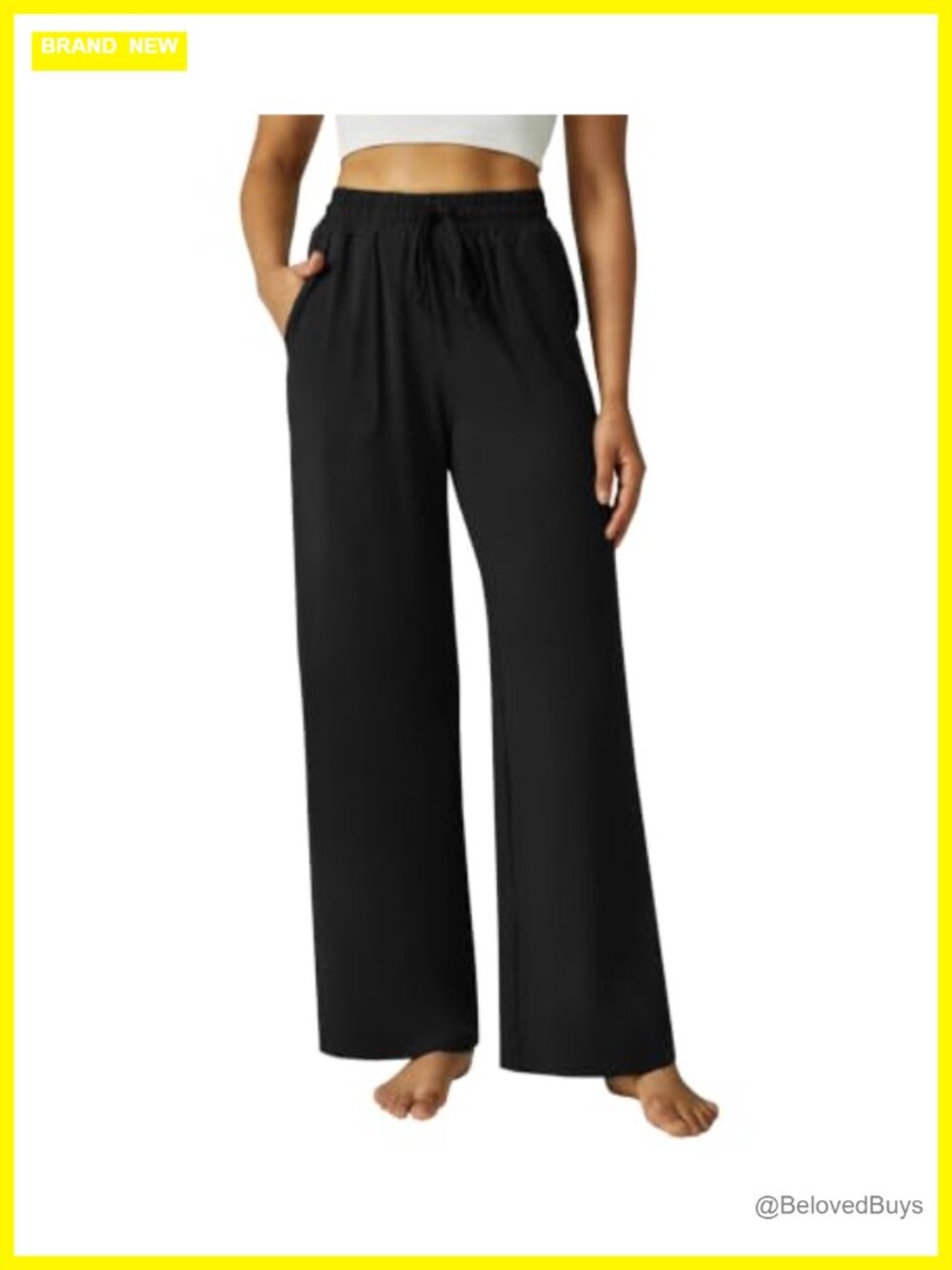 Wide Leg Palazzo Pants High Waisted Drawstring Cotton Spandex Lounge